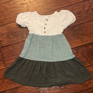 Cream Seafoam & forest green dress